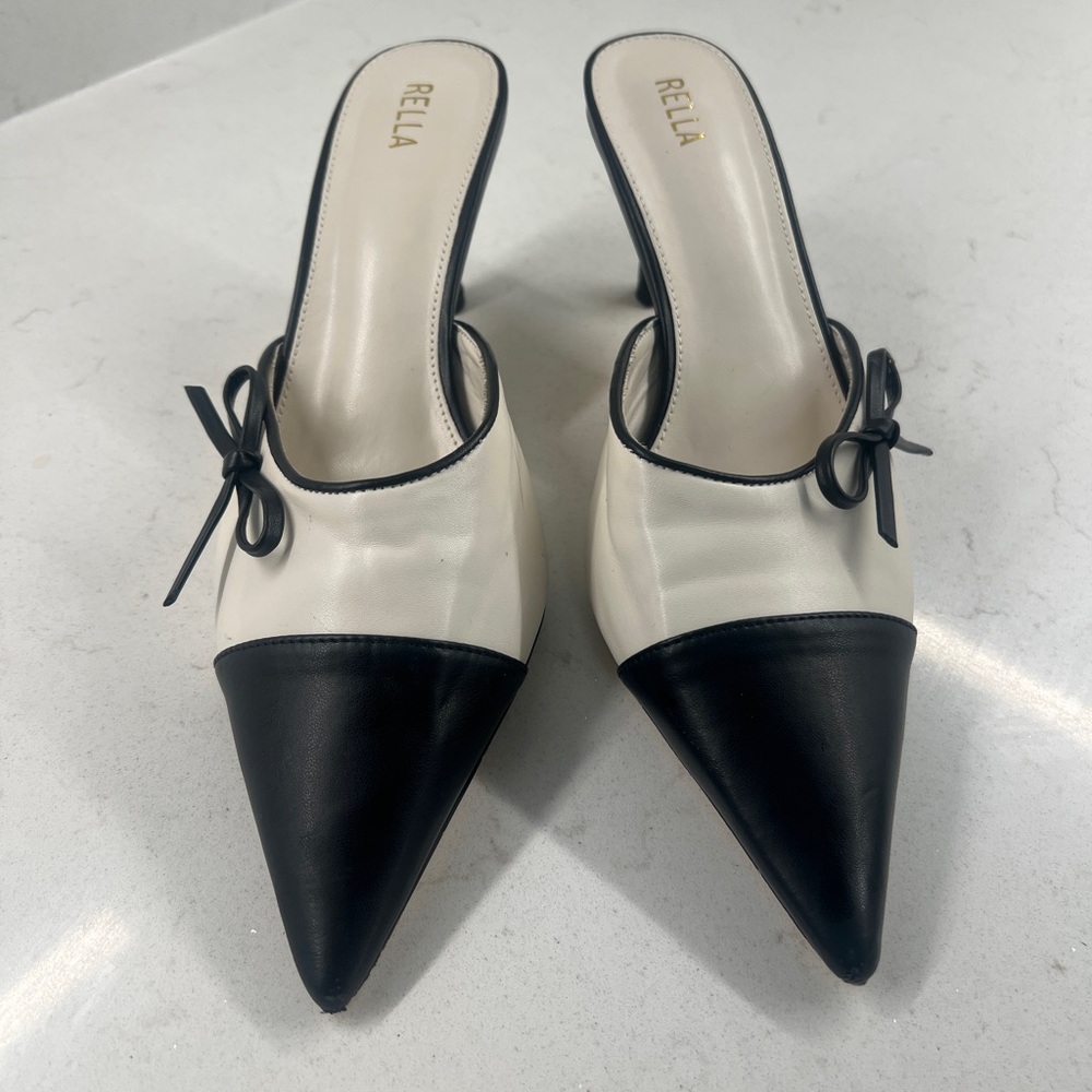 Ella Black and White Women's Mules